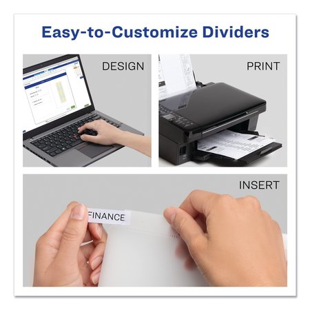 Avery Insertable Big Tab Plastic Dividers, 5-Tab, 11 x 8.5, Clear, 1 Set 11835